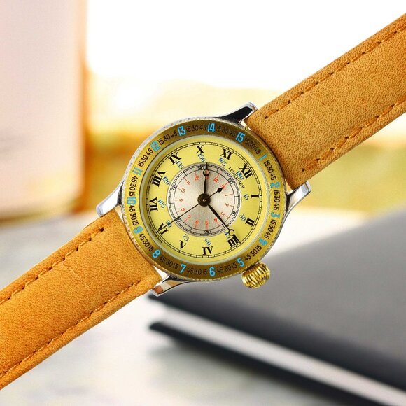 Longines Hour Angle by Charles A. Lindbergh, Champagne/Silver Dial - Yellow Gold - Picture 11 of 11